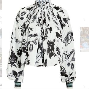 Tibi Cropped Black & White Edwardian Top